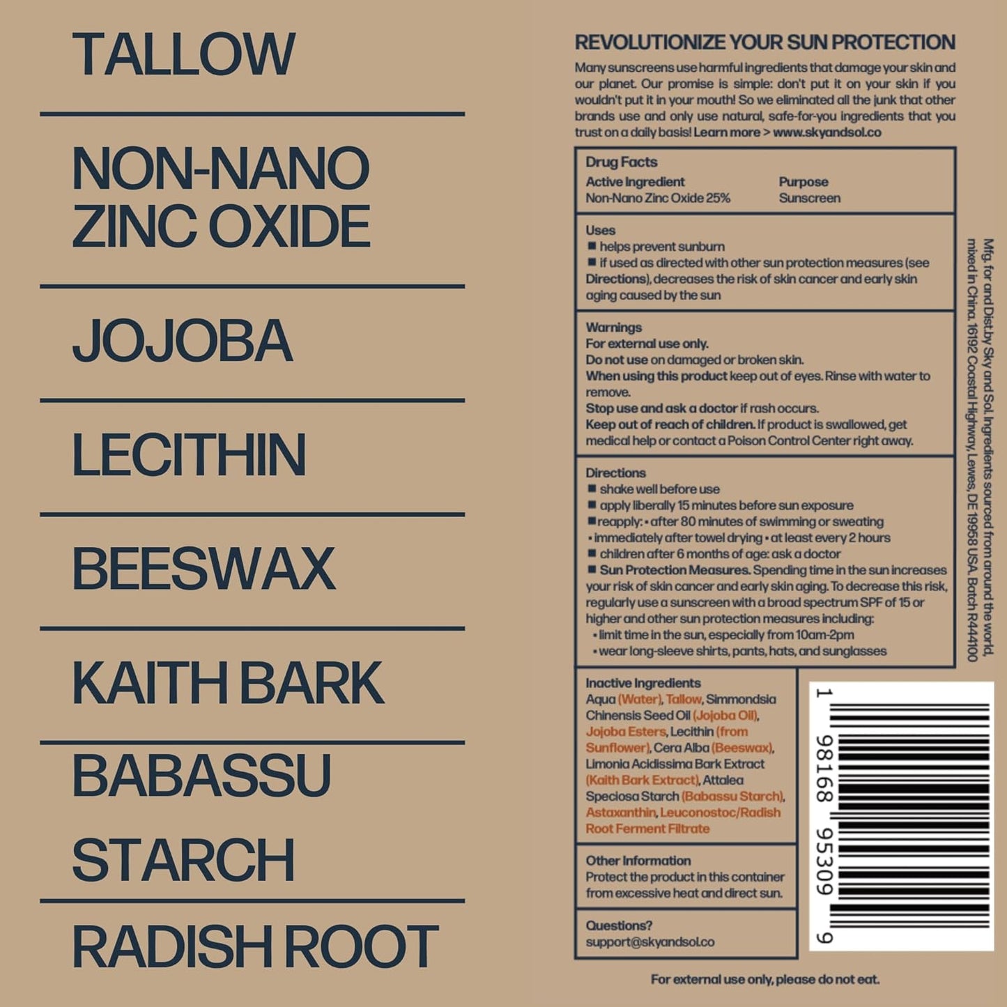 Sky and Sol Face and Body Sunscreen SPF 50